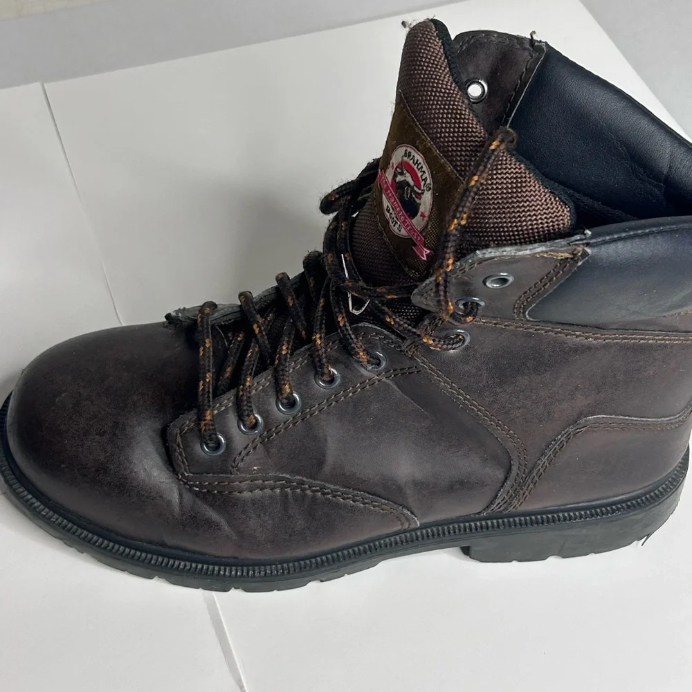 Men's Brahma Brown Leather Steel Toe Work Boots Size 9.5 Used